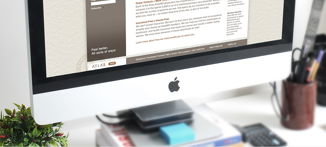 View of Atlas' website design on desktop, designed by Entermotion, a Wichita web-design studio.