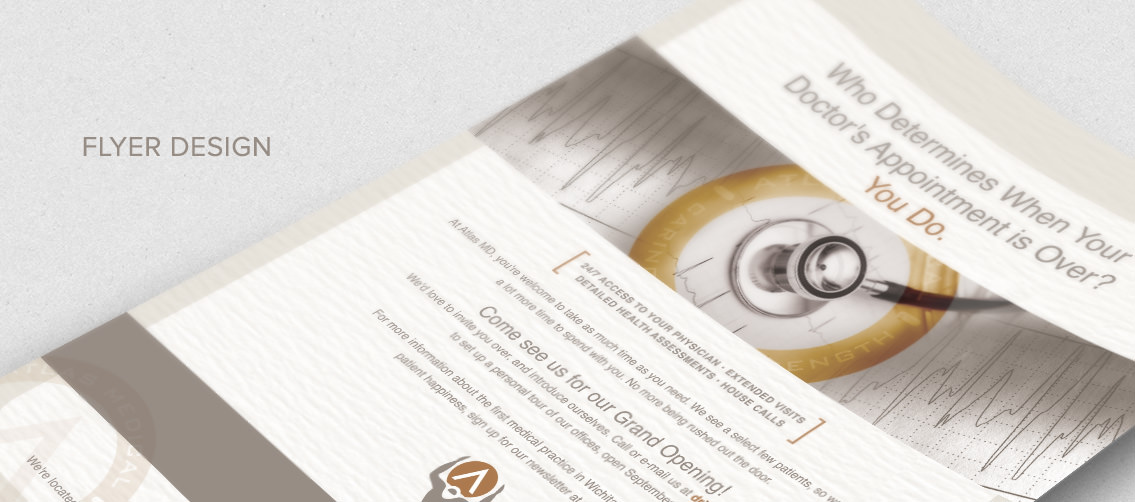 Close-up of of Atlas' flyer designs, designed by Entermotion, a Wichita web-design studio.