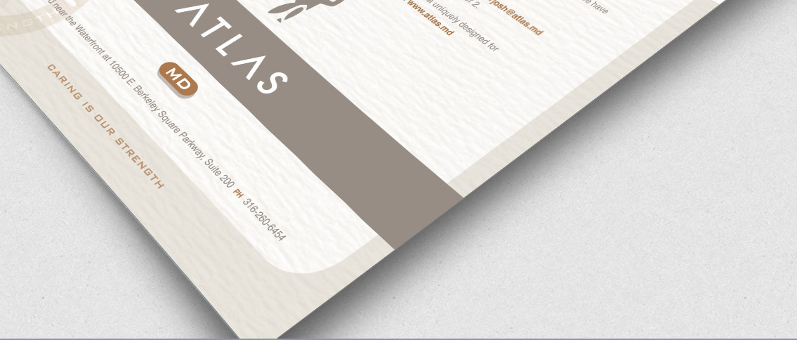 Close-up of of Atlas' flyer designs, designed by Entermotion, a Wichita web-design studio.