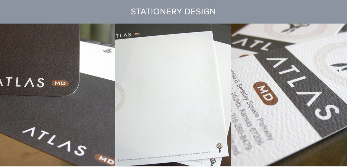 View of Avivo's logo designs on stationery, designed by Entermotion, a Wichita web-design studio.