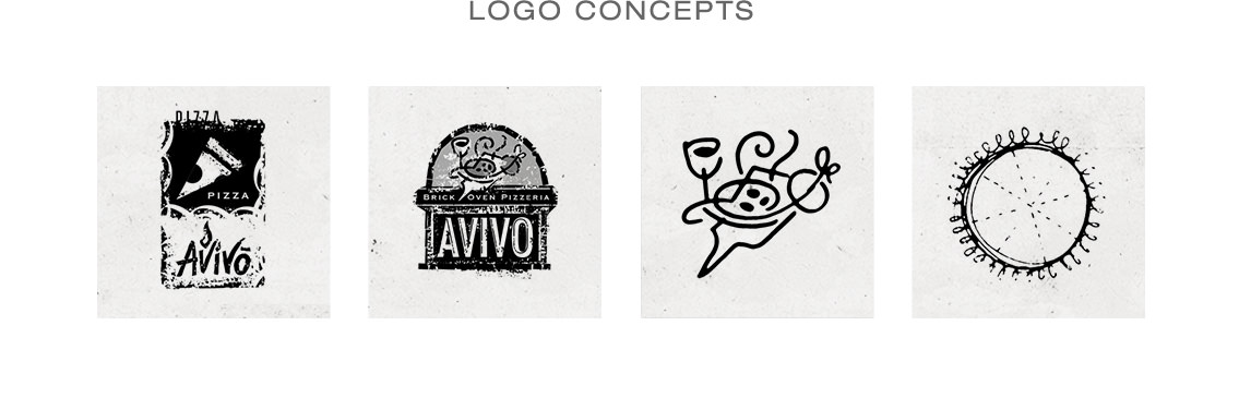 View of Avivo's logo concepts, designed by Entermotion, a Wichita web-design studio.
