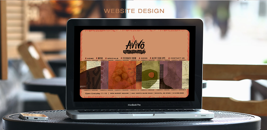 View of Avivo's website design on laptop, designed by Entermotion, a Wichita web-design studio.