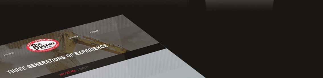 Close up of text snippet from Bergkamp Construction's website, designed by Entermotion.