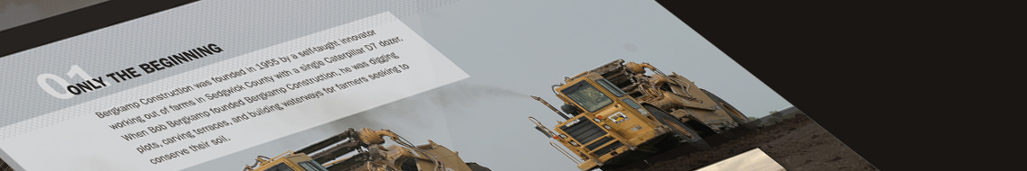 Close up of history text for Bergkamp Construction's site, designed by Entermotion.