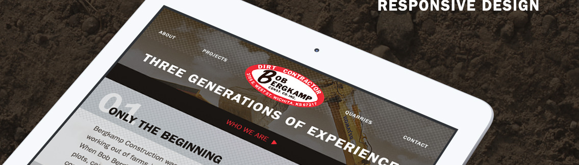 Website design display for Bergkamp Construction.
