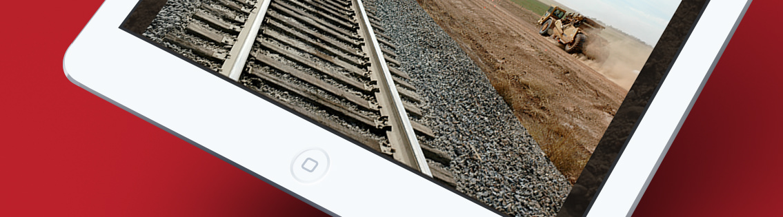 Detail of railroad track displayed on iPad.