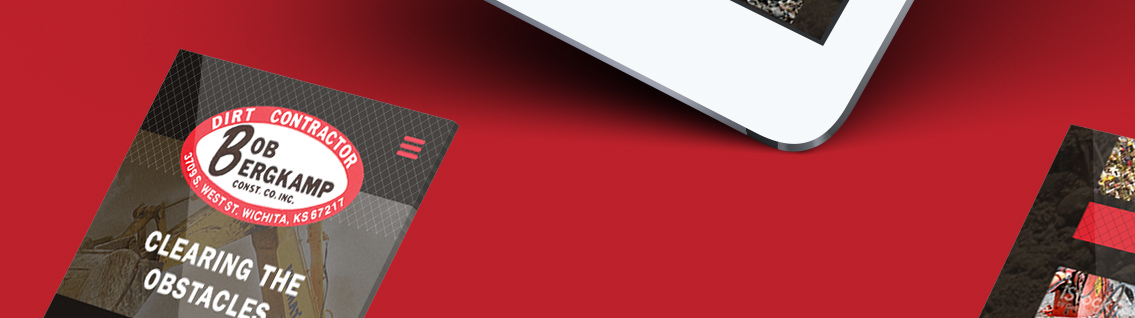 Close up of Bergkamp Construction mobile website design by Entermotion.