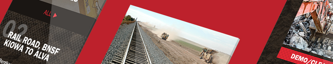 Railroad tracks in rural construction worksite.