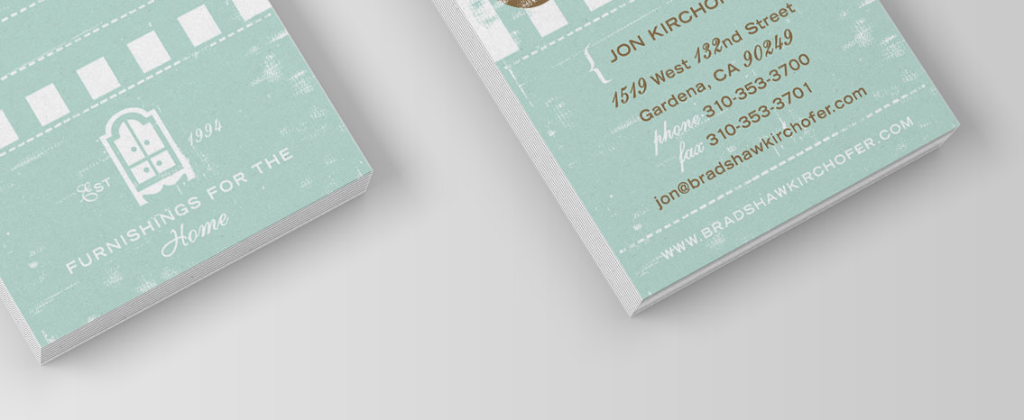 View of Bradshaw Kirchofer's business card design, designed by Entermotion, a Wichita web-design studio.