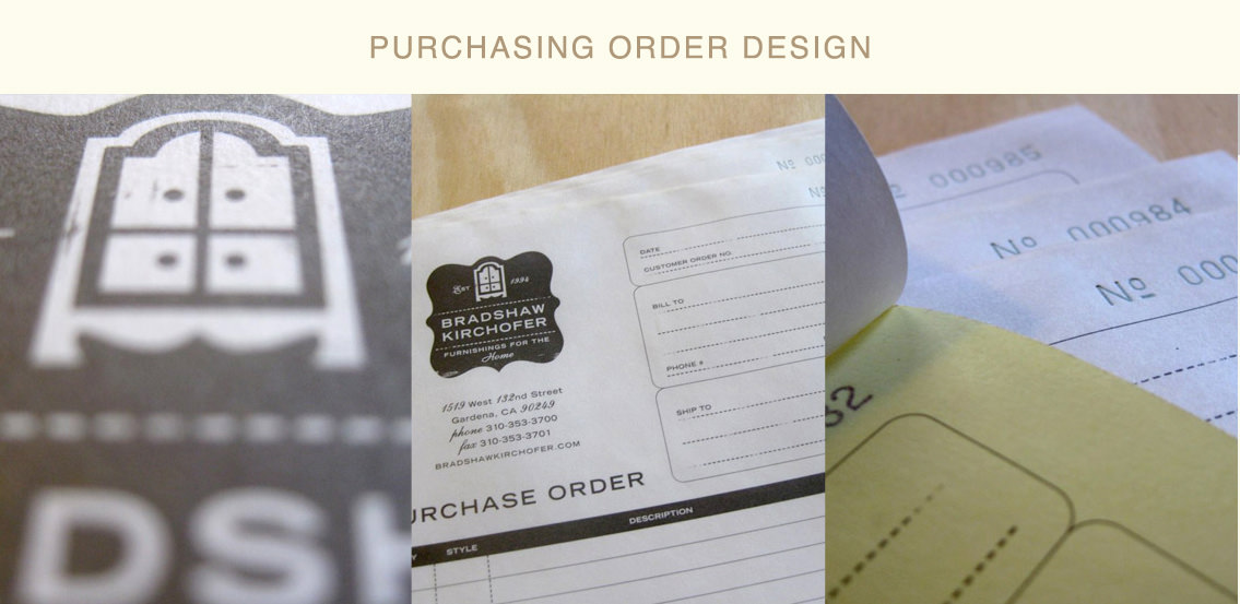 View of Bradshaw Kirchofer's purchasing order design, designed by Entermotion, a Wichita web-design studio.