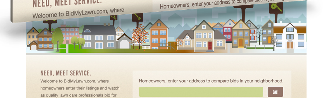 Detail of homepage text for Bid My Lawn’s website.