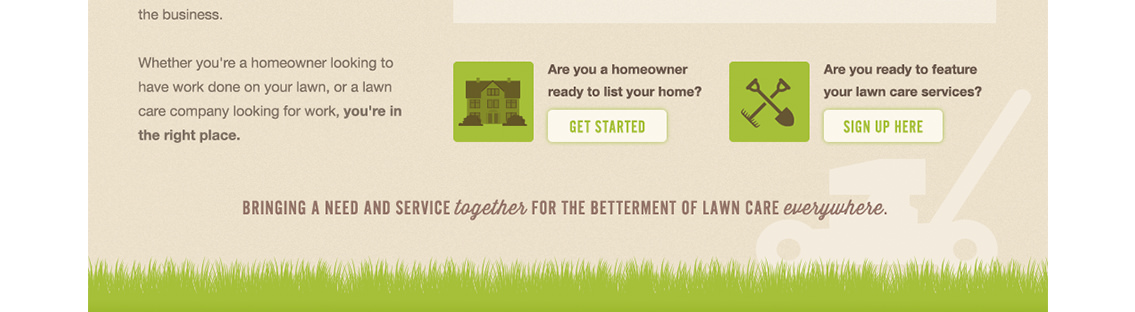 Detail of footer text for Bid My Lawn’s website.