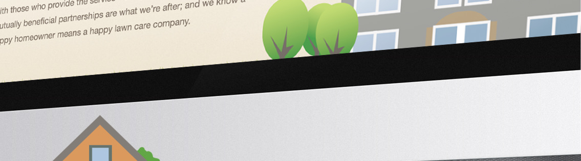 Roof of orange house below an illustrated gray house and green trees.