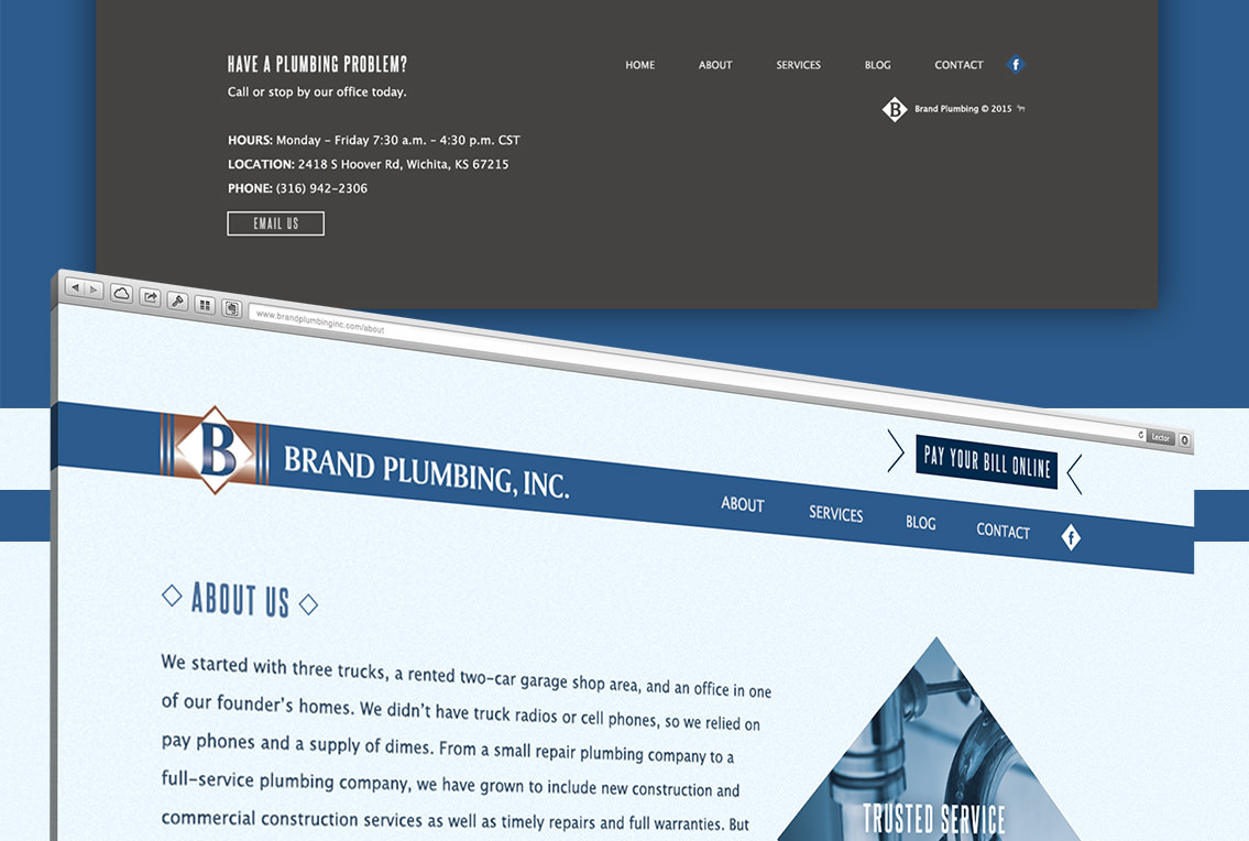 Close-up of Brand Plumbing about us page text.