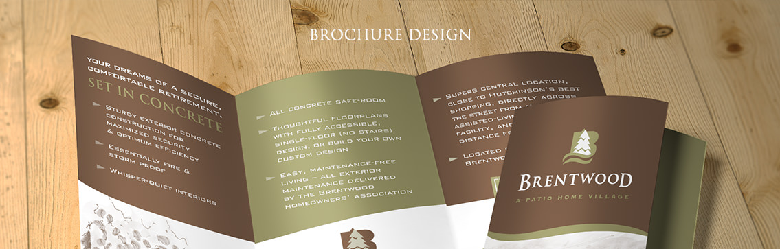 Close-up of Brentwood's brochure, designed by Entermotion, a Wichita web-design studio.