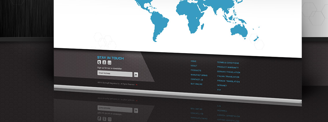 Close-up of footer for Bunting Magnetics website.