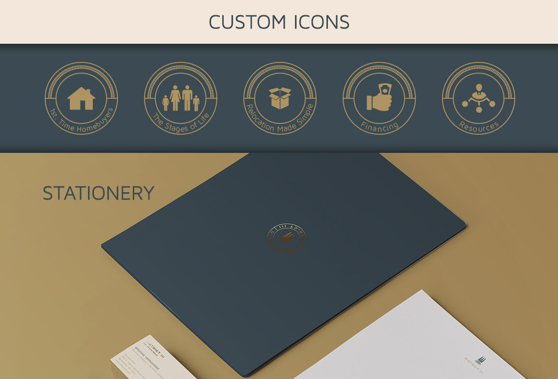 Close-up of custom icons for District III.