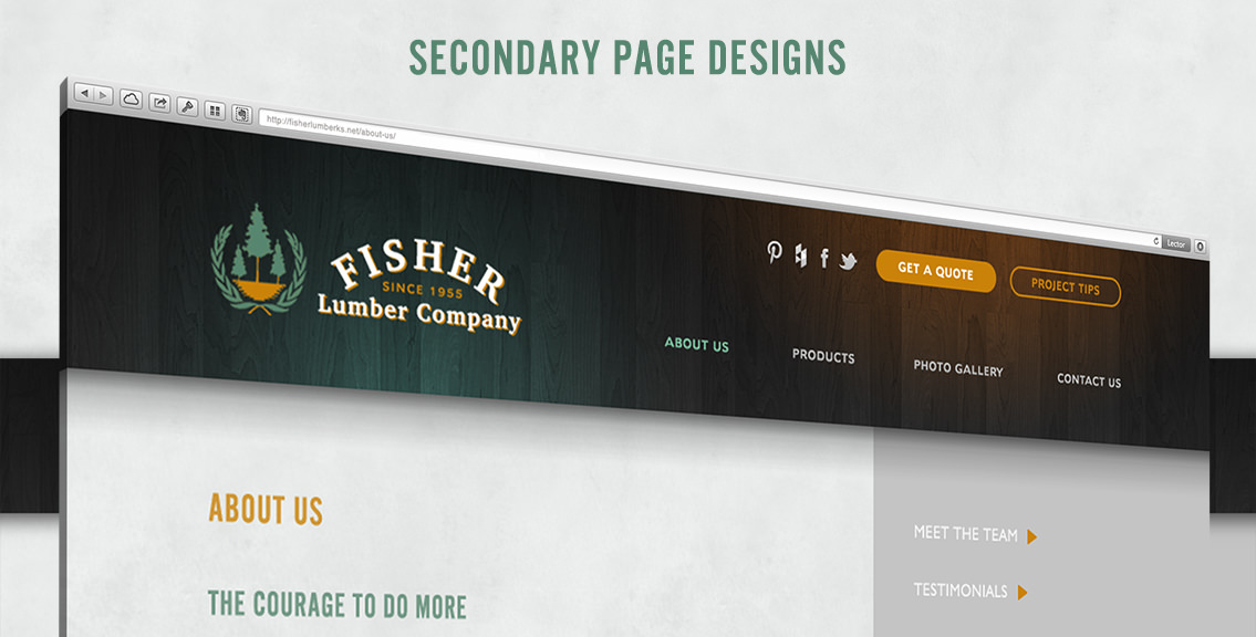 Close-up of secondary page design for Fisher Lumber.