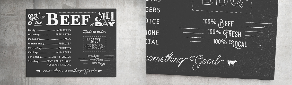 Close-up of beef menu for Fuel Exp.