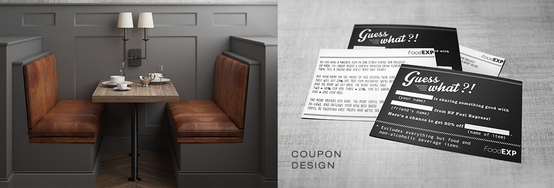 Close-up of coupon design and illustration for Fuel Exp.