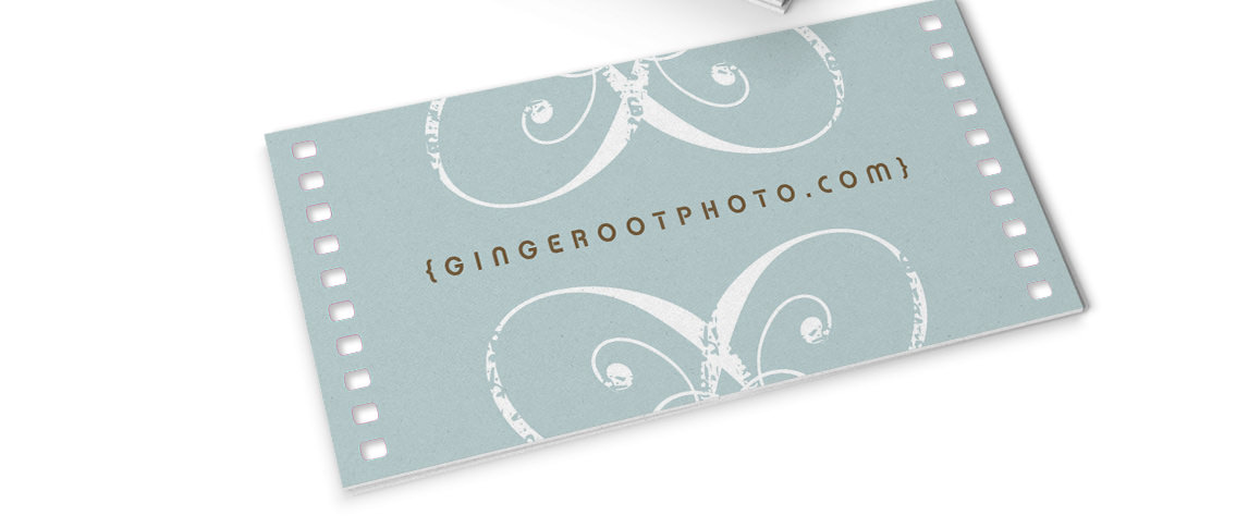View of Gingeroot's business card design, designed by Entermotion, a Wichita web-design studio.
