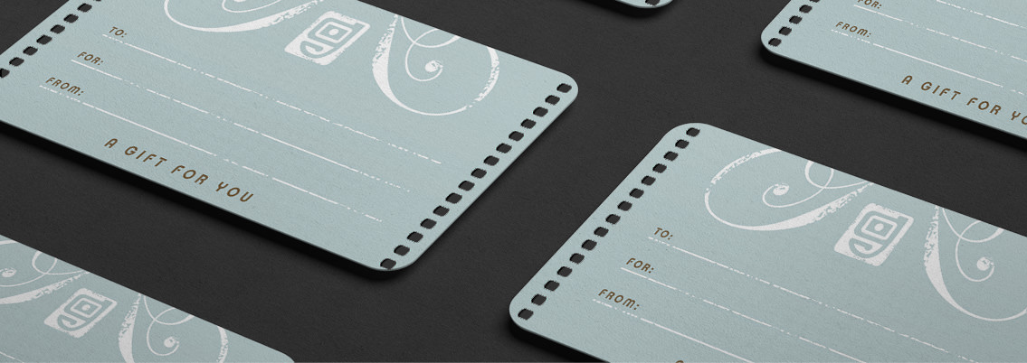 View of Gingeroot's gift card design, designed by Entermotion, a Wichita web-design studio.