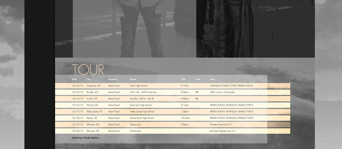 Snippet of Gooding's tour dates.