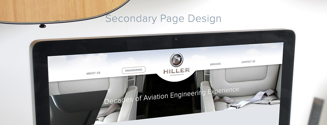 Snippet of secondary page design and aircraft for Hiller, Inc.