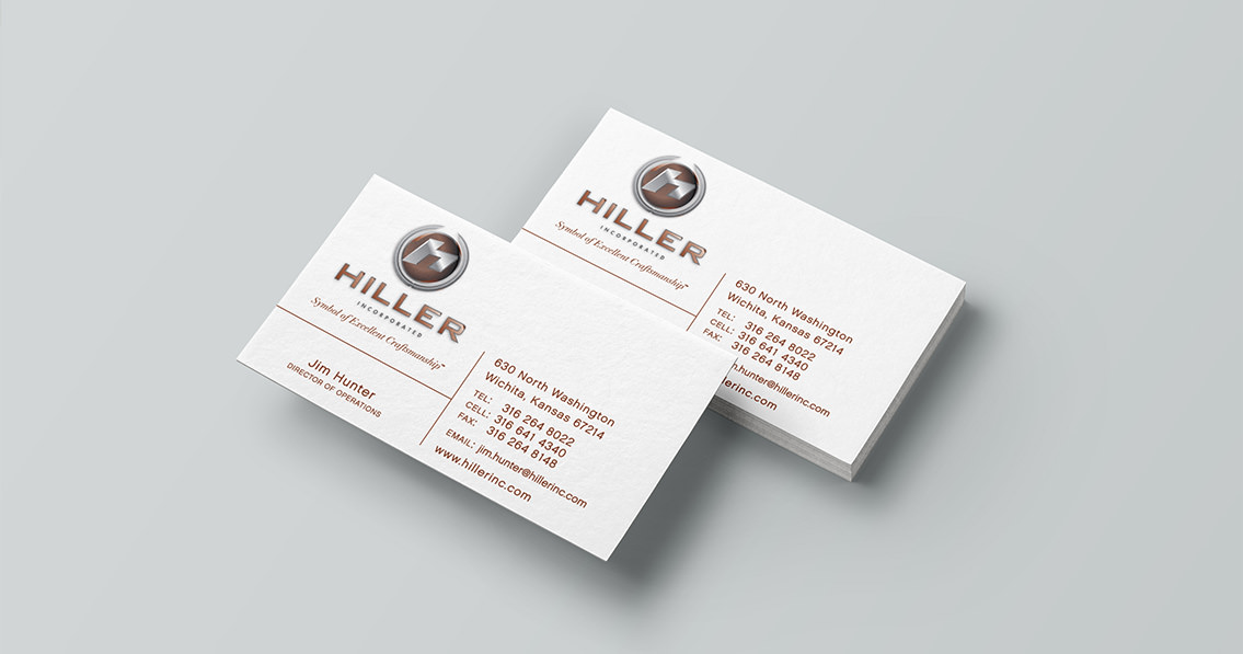Example of business card designed for Hiller, Inc.
