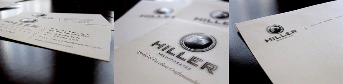 Snippet of stationery designed for Hiller, Inc.