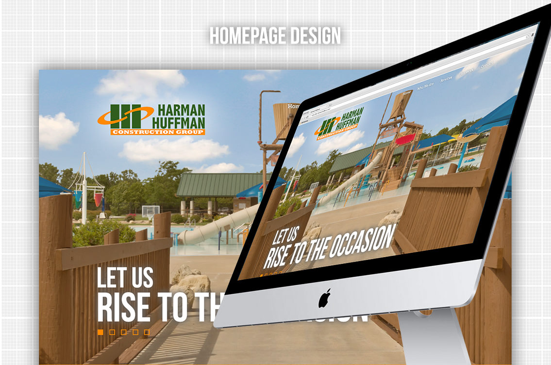 Homepage design of Harman Huffman, displayed on Mac desktop.