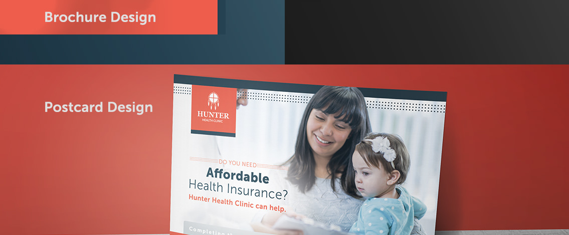 View of Hunter Health Clinic's postcard design, designed by Entermotion, a Wichita web-design studio.