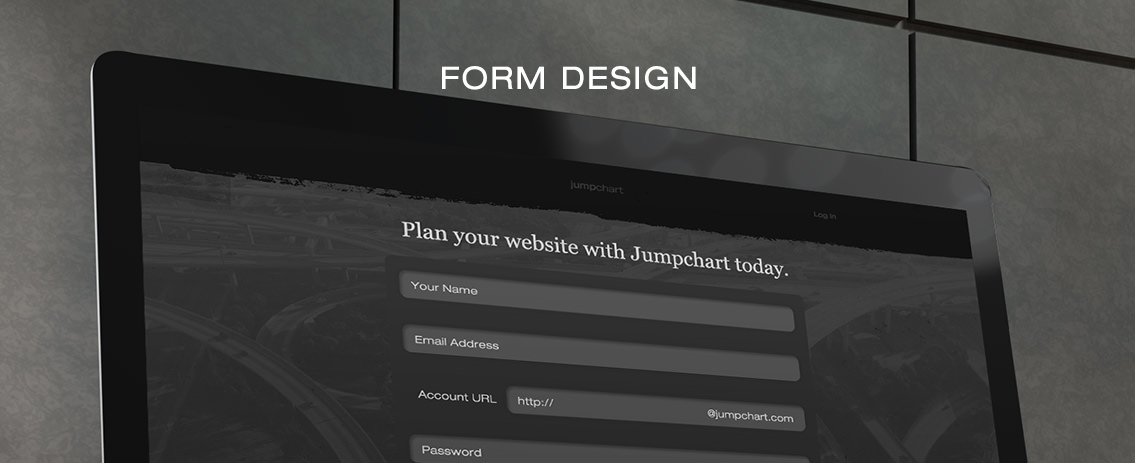 Close view of form design for Jumpchart's form, displayed on a laptop.