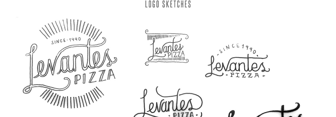 Logo sketches for Levante's Pizza.