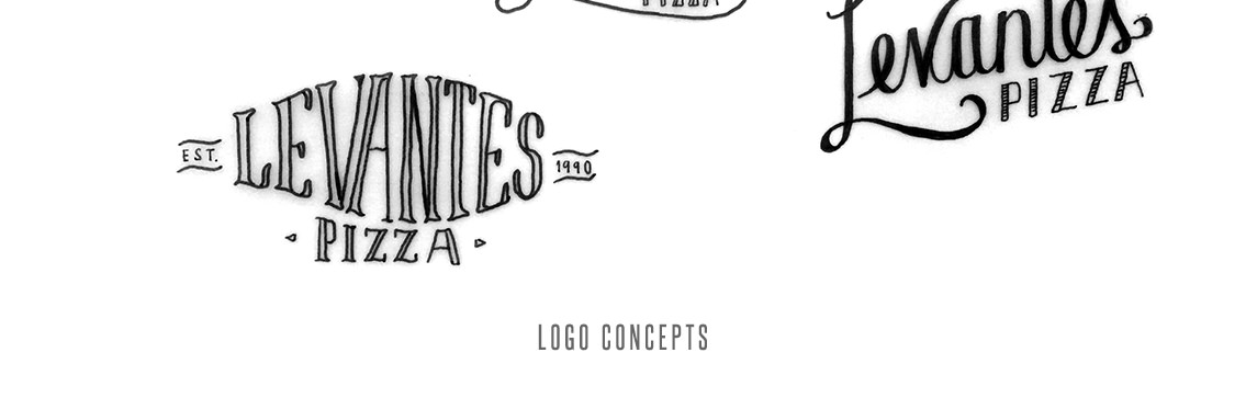 Logo sketches for Levante's Pizza.