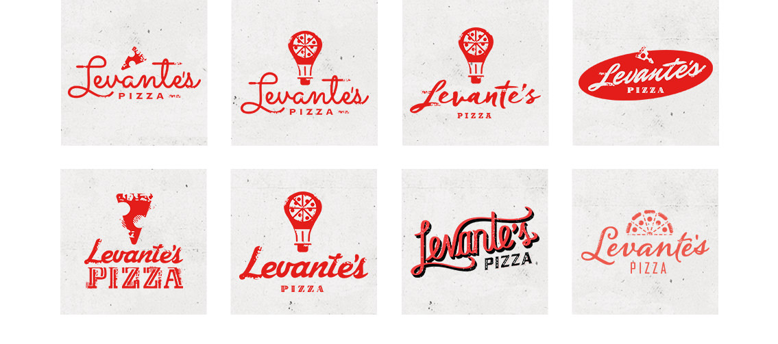 8 Examples of Levante's Pizza logos.