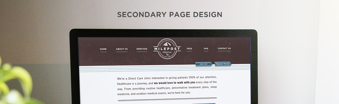 View of Milepost's secondary page design on laptop, designed by Entermotion, a Wichita web-design studio.