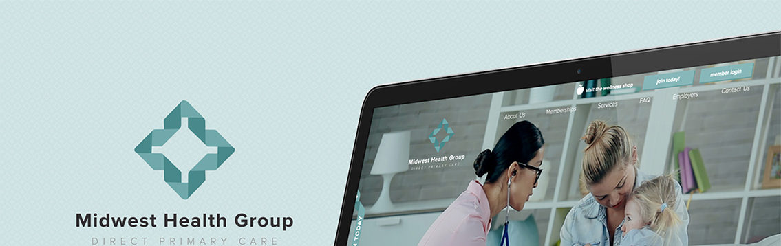 View of Midwest Health Group's website, designed by Entermotion, a Wichita web-design studio.