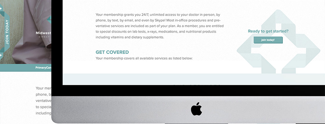 View of Midwest Health Group's website, designed by Entermotion, a Wichita web-design studio.