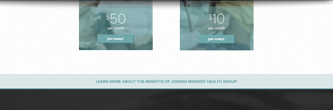 View of Midwest Health Group's website, designed by Entermotion, a Wichita web-design studio.