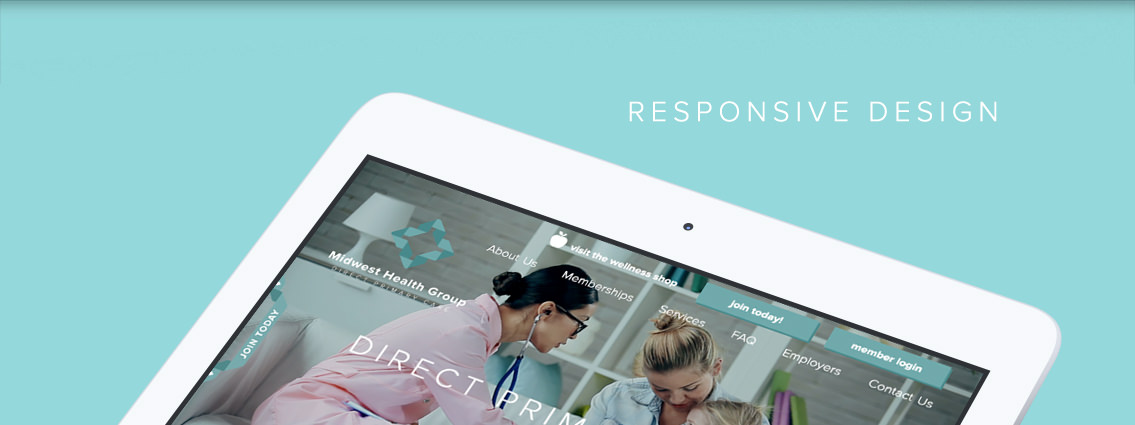 View of Midwest Health Group's website, designed by Entermotion, a Wichita web-design studio.