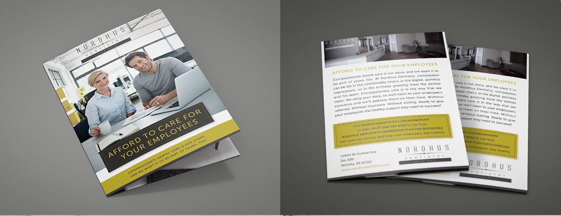 Close-up of full page ad design featuring text written for Nordhus Dentistry.