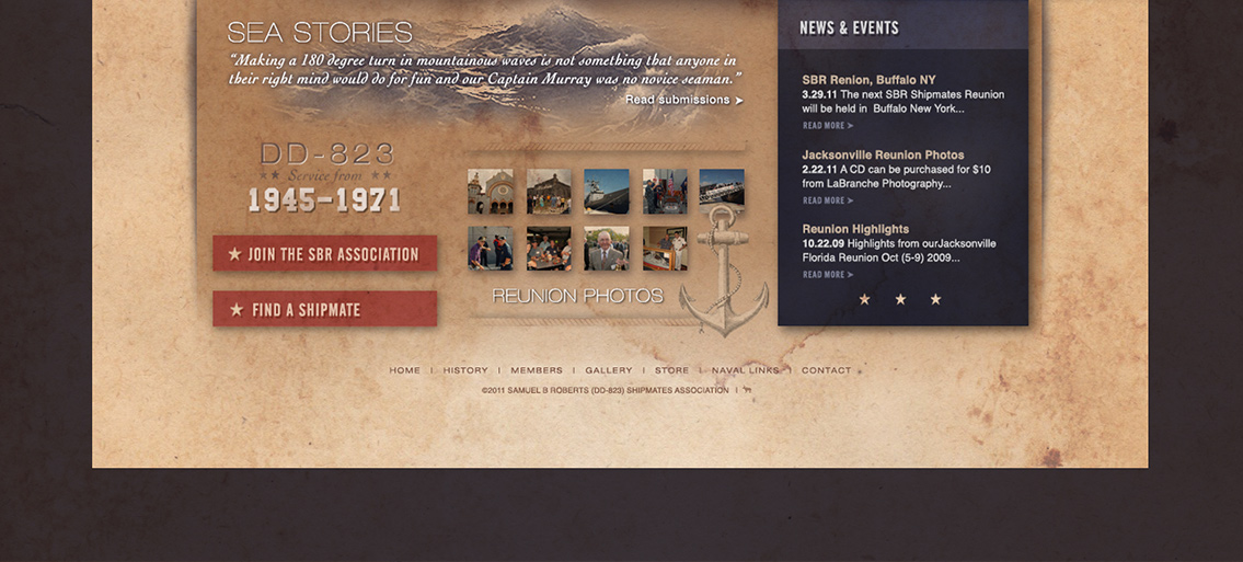 Close-up of sea stories from SBR page.