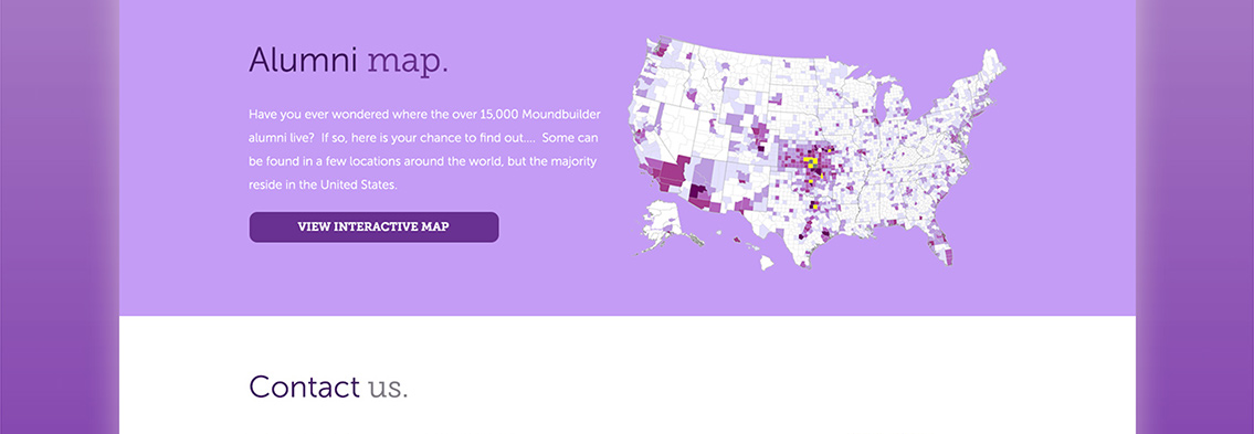 View of SC's alumni map, showing where SC's alumni live.