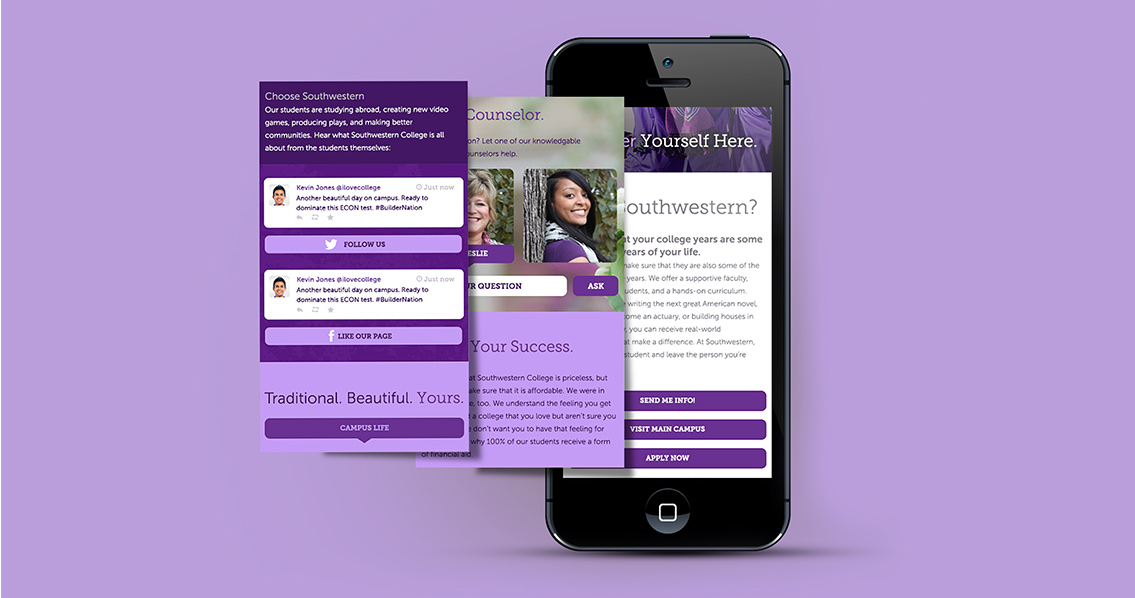 View of SC's homepage, as seen from a cell phone.