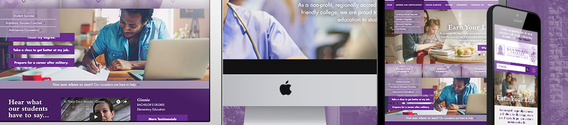 Screens showing man smiling at desk and child eating at table.