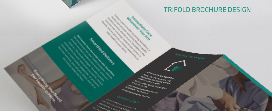 Close-up of trifold brochure for SmartMed.