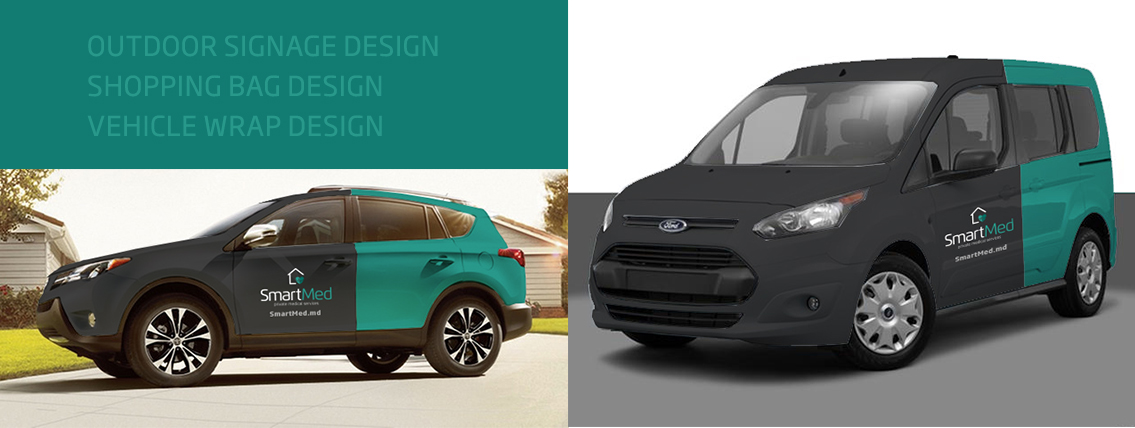 SmartMed vehicle wrap featuring SmartMed's logo.