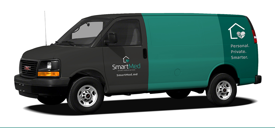 SmartMed truck wrap featuring SmartMed's logo.