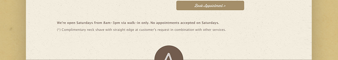 Detail of book appointment feature for Village Barber Shop’s scheduling app.